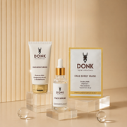 DONK 30-Day Glow & Hydration Kit. 1 Glow Correcting Serum 1 Daily Moisturizer 4 Brightening & Hydrating Face Sheet Masks